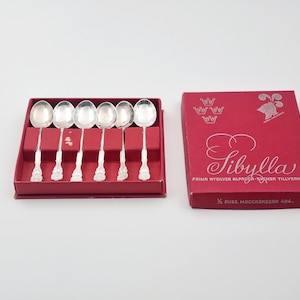 Vintage silver spoons - Set of 6 Premium Nickel Mocca Coffee Spoons - Mid-Century Cutlery Sweden, Collectible silver, Free Shipping