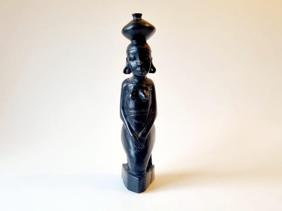 Tanganyika Ebony 1960s East African Wood Sculpture Woman, Hand
