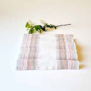 Caminho de mesa tecido à mão, Suécia - Toalha de mesa de verão listrada, decoração de mesa de linho para mesa de jantar, interior de casa de fazenda, estilo escandinavo