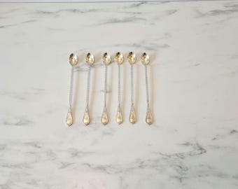 Vintage ijsthee-lepels - Set van 6 Scandinavische bestek, verzilverde koffielepels