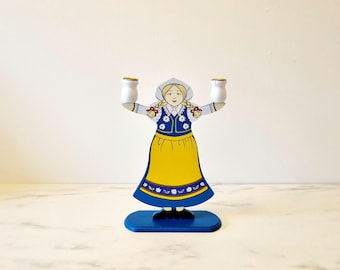 Candelabro sueco de solsticio de verano: decoración nórdica de arte popular, hecho a mano en Suecia
