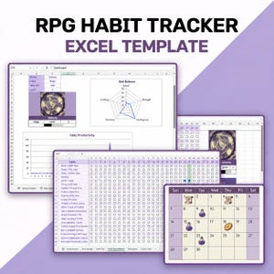 Gamified RPG Habit Tracker for Excel: Daily Quests, XP Progress & Retro Avatars