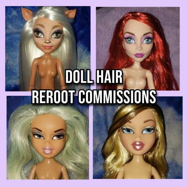 Monster High Bratz Ever After High Rainbow High Barbie Custom OOAK Nylon Hair Fashion Doll Rerooting Service