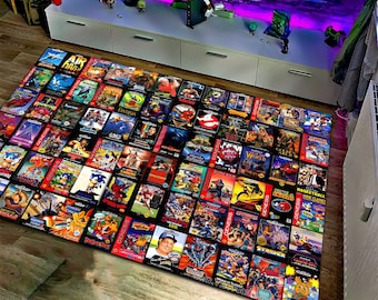 レトロゲームラグ：カラフルなアーケードゲームの装飾