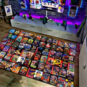 Retro Games Rug,Game Rug,Gaming Rug,Colorful Rug,Play Room Rug, Game Decor, Custom Rug,Retro Gaming,Arcade Game Rug, Area Rug, Gaming Gifts