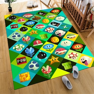 Super Rug,Video Game Items,Popular Game Rug,Gaming Rug,Gamer Rug,Colorful Rug,Game Decor,Custom Rug,Cool Rug,Game Rug,Area Rugs,Gaming Gifts