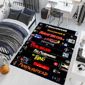 Horror Movie Cassette Rug: Gothic Fear Decor, scary film decor, halloween decor rug