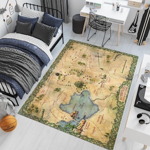 Hobbit Karte Teppich, Hobbit Teppich, Hobbit Dekor, LOTR Teppich, Fantastischer Teppich, Filmdekor, Geschenke für Sie, Jungenzimmer Teppich