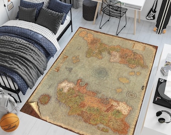 Azeroth Map Rug, Popular Game themed Carpet,World of Warcraft Gamer Decor