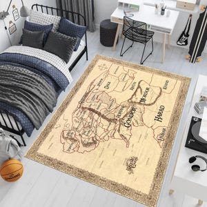 Mittelerde Teppich, LOTR Teppich, Kartenteppich, Coole Teppiche, Fantastischer Teppich, Filmdekor, Geschenke für Sie, Junges Zimmer
