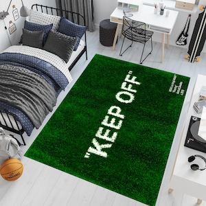 Keep Off Pattern Rug, Green Grass Accent carpet, Modern Home Decor Area Rug