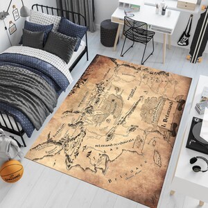 Mittelerde Teppich, LOTR Teppich, Kartenteppich, Coole Teppiche, Fantastischer Teppich, Filmdekor, Geschenke für Sie, Junges Zimmer