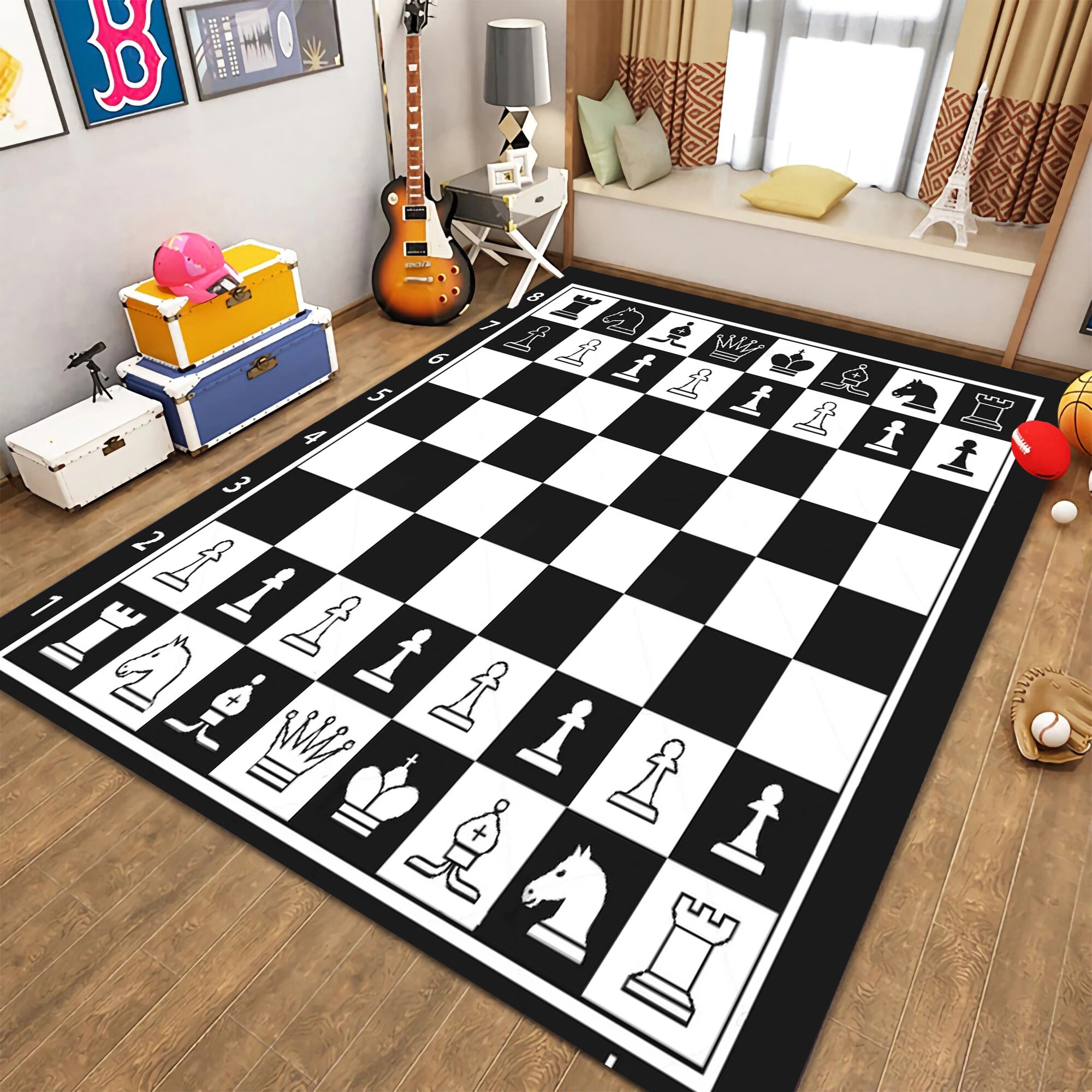 Chess Board Rug, Cotton Game Mat, Personalized Gift Carpet - Etsy