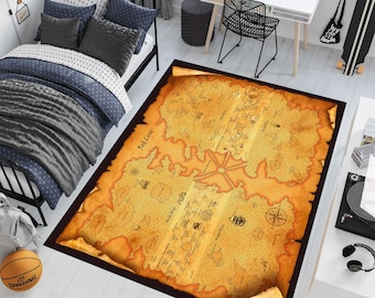 Movie Map Rug: Fantasy World Decor, Boys Room Area Rug