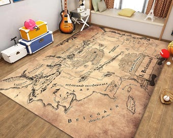 Earth Map Rug, Fantasy Decor, Fellowship of the Ring, Boys Room Rug,