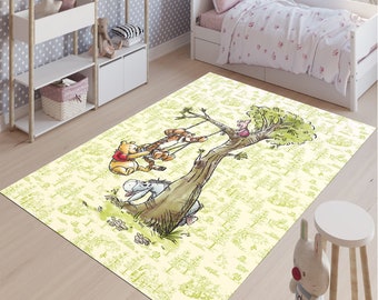 Winnie the Pooh Rug: Kids Nursery Decor, Cartoon Area Rug, Baby Room Carpet