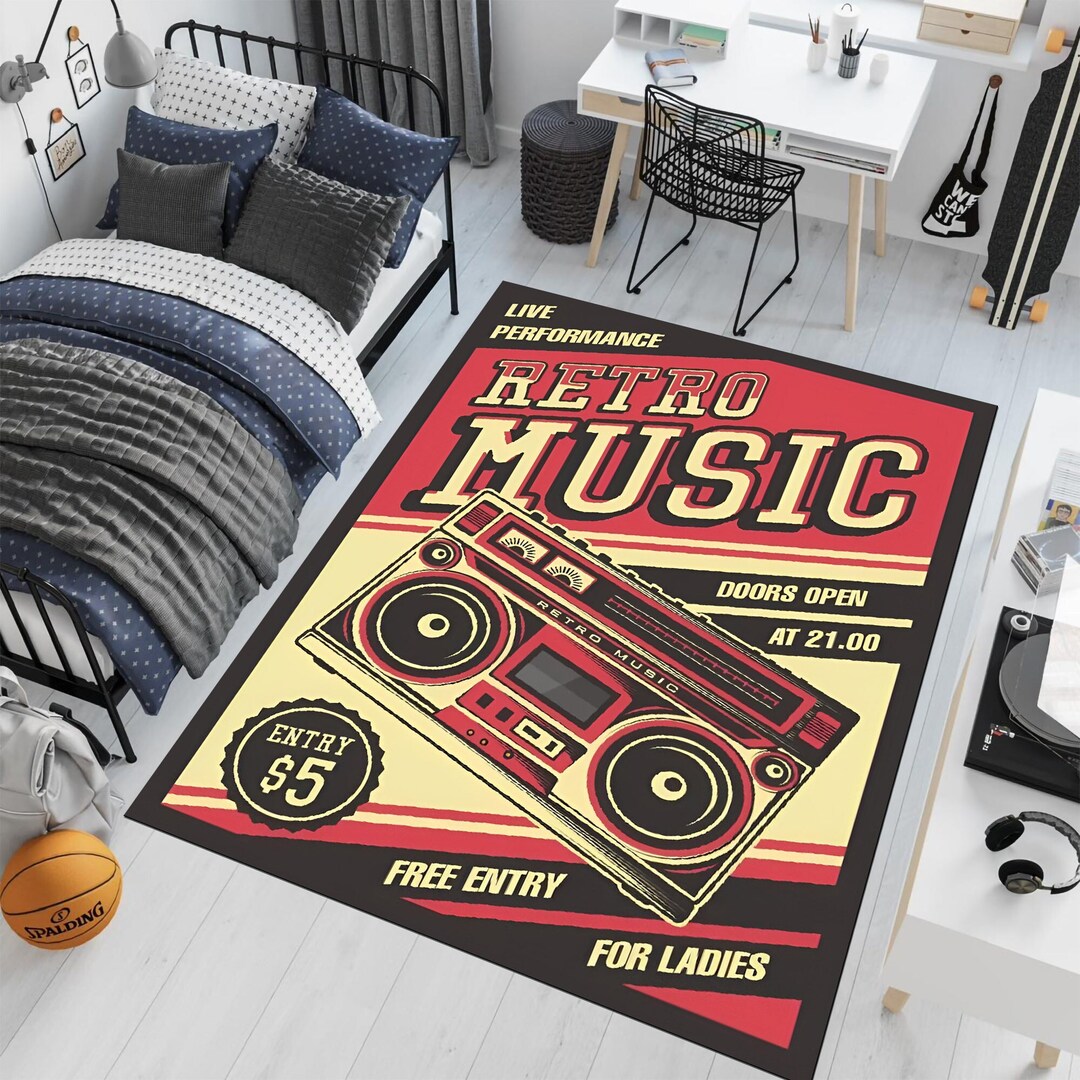 Retro Music Rug, Tape Rug, Colorful Rug, Pop Art Rug, Abstract Rug ...