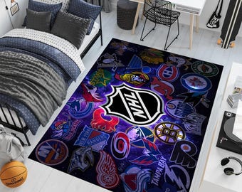 NHL Hockey Team Logos Rug - Colorful Sports Area Rug