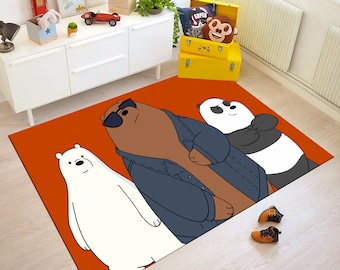 Bare Bear Rug, Cute Bear Rug, Cute Rug, Bear Rug, Red Rug,Funny Rug,Kids Room Rug,Nursery Decor,Kids Decor,Baby Room Rug,Custom Rug,Area Rug