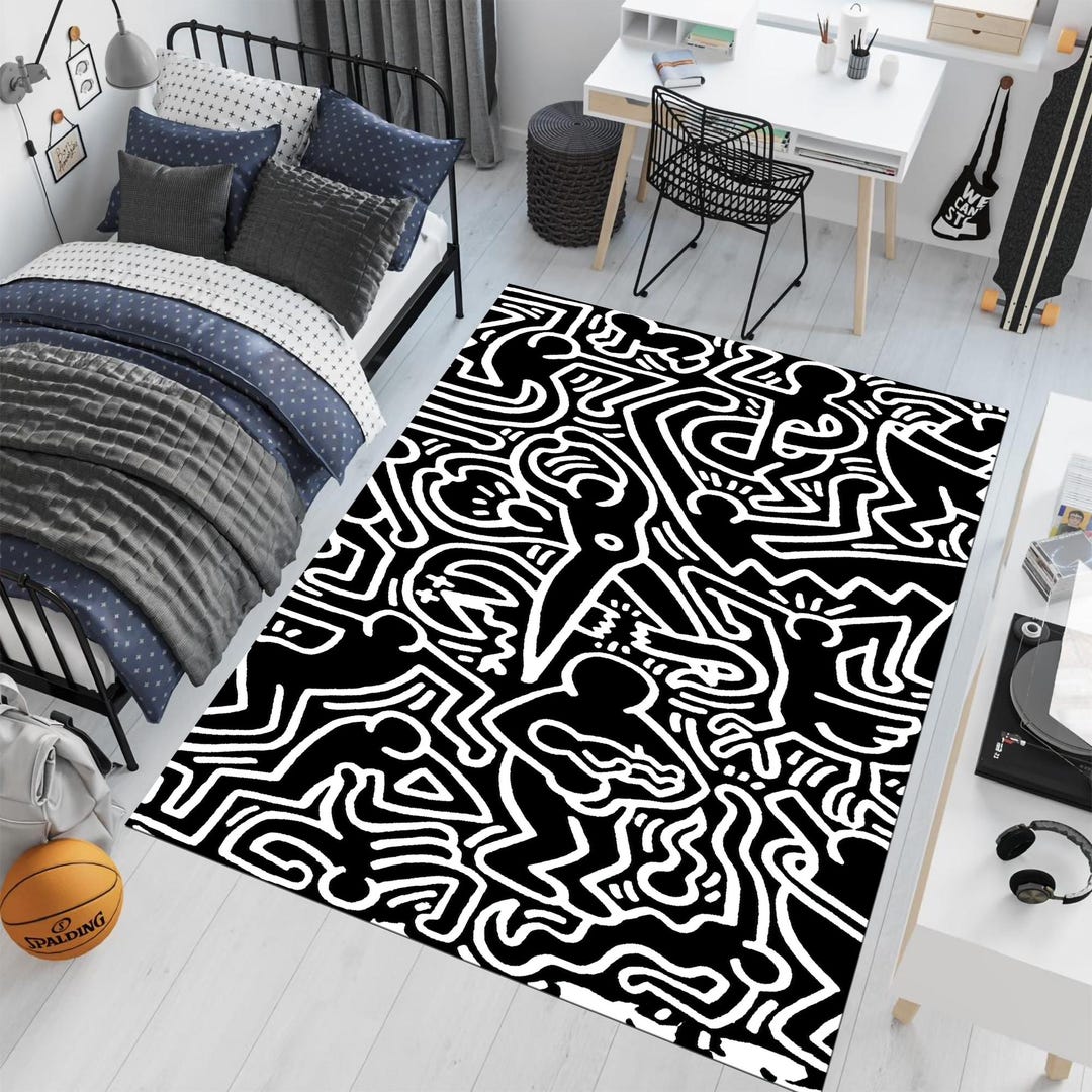 Art Rug, Artwork Rug, Artist Rug, Pop Art Rug, Black Rug, Rugs for ...
