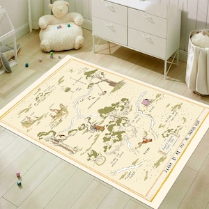 Tapis Winnie l'ourson, tapis carte Winnie, tapis carte, tapis dessin animé, tapis coloré, tapis pour chambre d'enfant, décoration de chambre d'enfant, tapis de chambre à coucher, décoration d'enfants, tapis personnalisé, carpette
