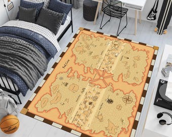 Movie Map Rug: Fantasy World Decor, Boys Room Area Rug
