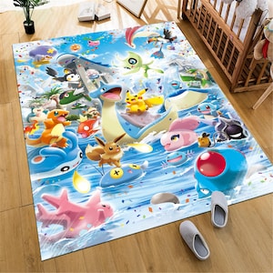 Colorful Anime Character Rug: Japan Pop Art Game Decor
