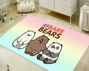 Bare Bear Rug, Cute Bear Rug, Cute Rug, Bear Rug, Red Rug,Funny Rug,Kids Room Rug,Nursery Decor,Kids Decor,Baby Room Rug,Custom Rug,Area Rug