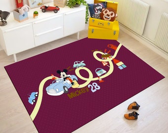 Mickey Rug, Mickey Road Rug,Mouse Rug,Cartoon Rug,Gift for Daughter,Purple Rug,Kids Room Rug,Nursery Decor,Kids Decor,Cute Rug,Girl Room Rug