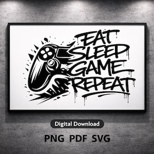 Gaming Bundle SVG PNG PDF, Gamer Wall Decor Plotter File, Gaming Poster Download, Shirt Hoodie Print, Gaming Gift Idea, Cricut Silhouette