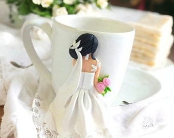 Bride Cup - Handcrafted Elegance in Polymer Clay