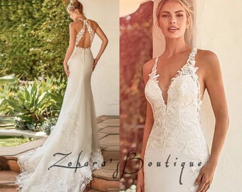 Enchanting Mermaid Wedding Dresses: Boho Lace Appliques and Elegant Sleeveless Designs with Open Back - Perfect for the Modern Bride