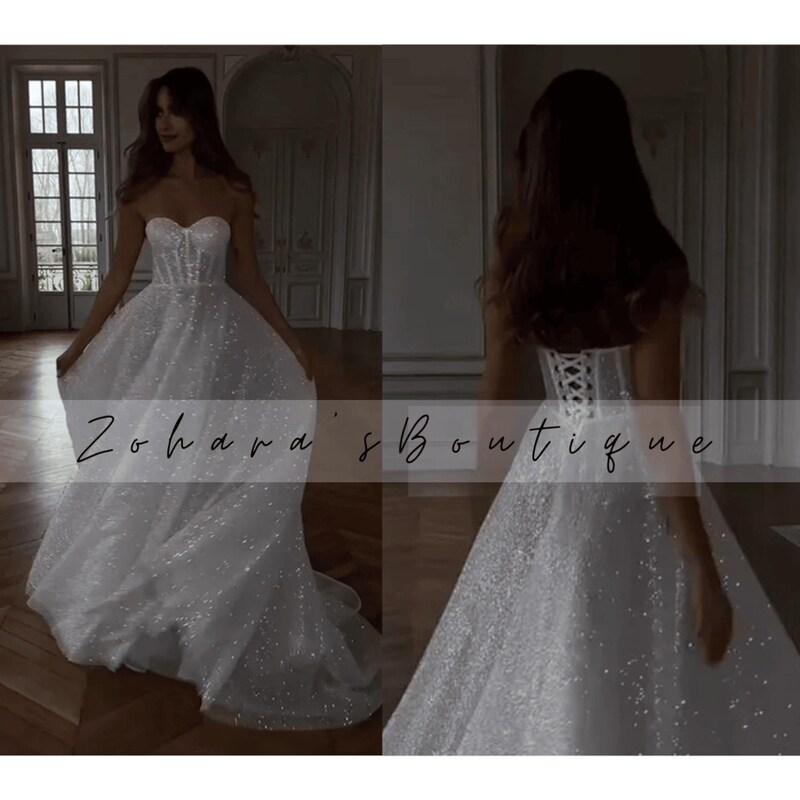 Tulle A-Line Glitter Gown
