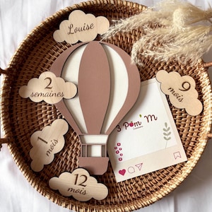 Cartes étapes mensuelles bébé en bois personnalisées – Accessoire photo naissance – Prénom et âge interchangeables