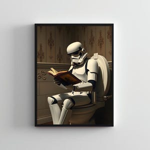 Stormtrooper toilet 1, Starwars muurposter, Starwars schilderij, stormtrooper muurkunst, Starwars prints, grappige toiletkunst, toilet muurkunst