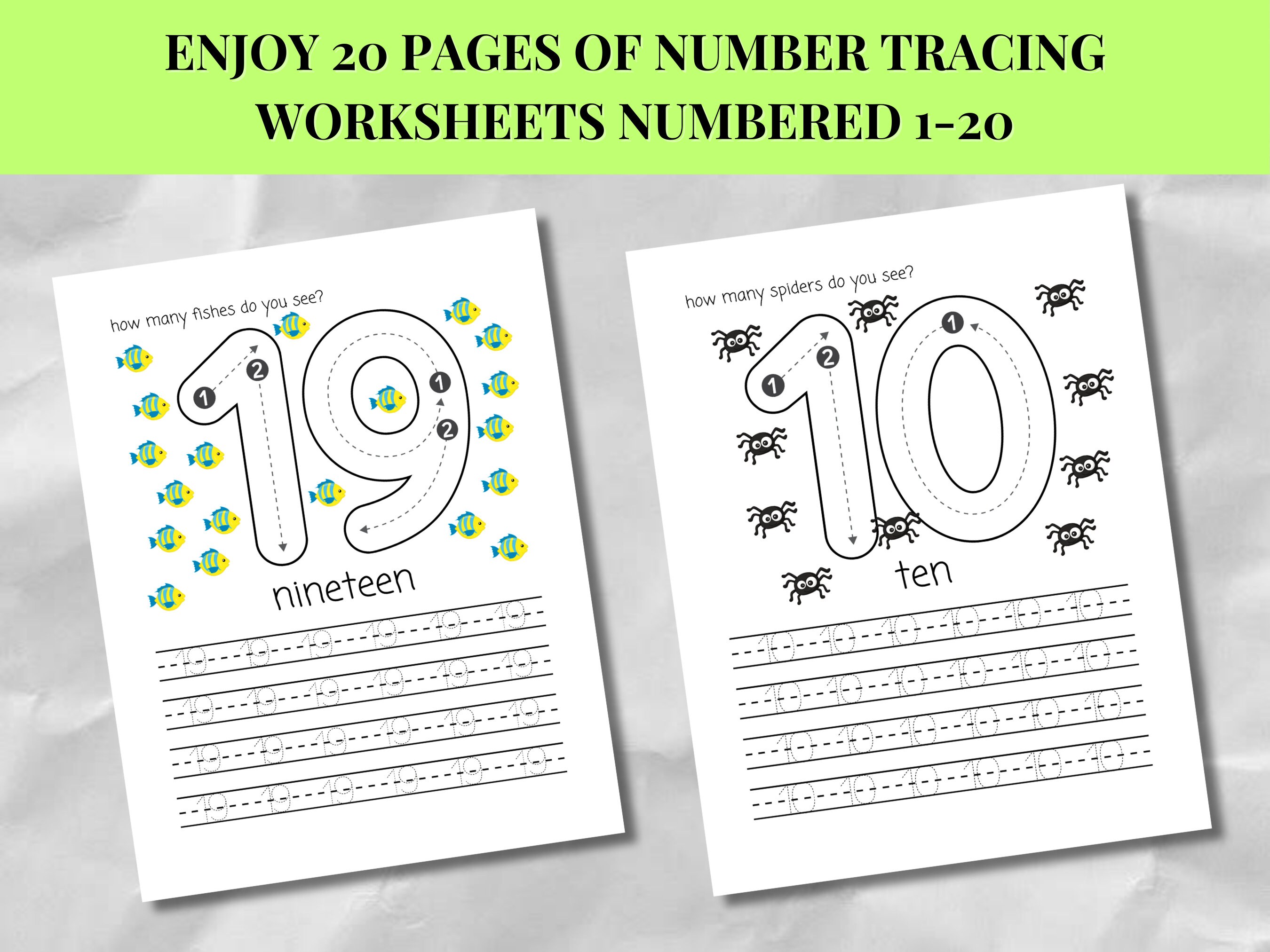 1-20 Number Tracing Worksheets for Preschool, Tracing Worksheets ...