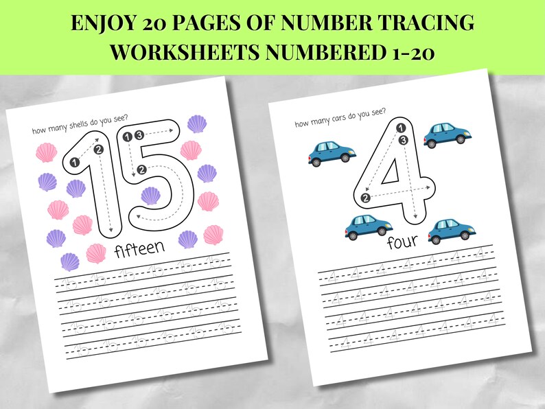1-20 Number Tracing Worksheets for Preschool, Tracing Worksheets ...