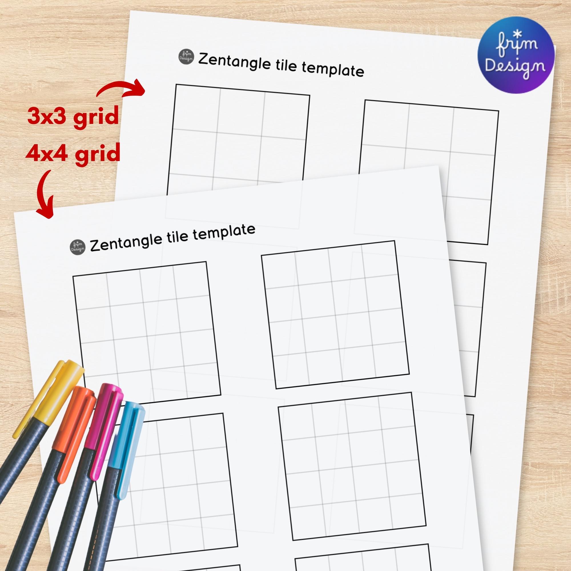 Zentangle Grid Tile Templates – Doodle Tangle Practice Sheets for ...