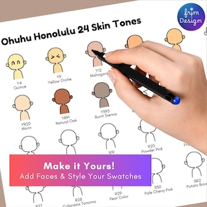 Nuancier Ohuhu - Style portrait Chibi imprimable (24 et 36 couleurs) pour marqueurs à alcool | Lettre US Paysage