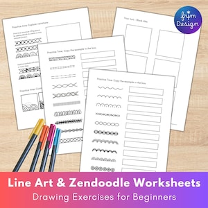 Line Art Practice Sheets | Zentangle Idea Pattern, Beginner-Friendly Doodle Inspiration | Steady Hand Exercises & Printable Drawing Tiles