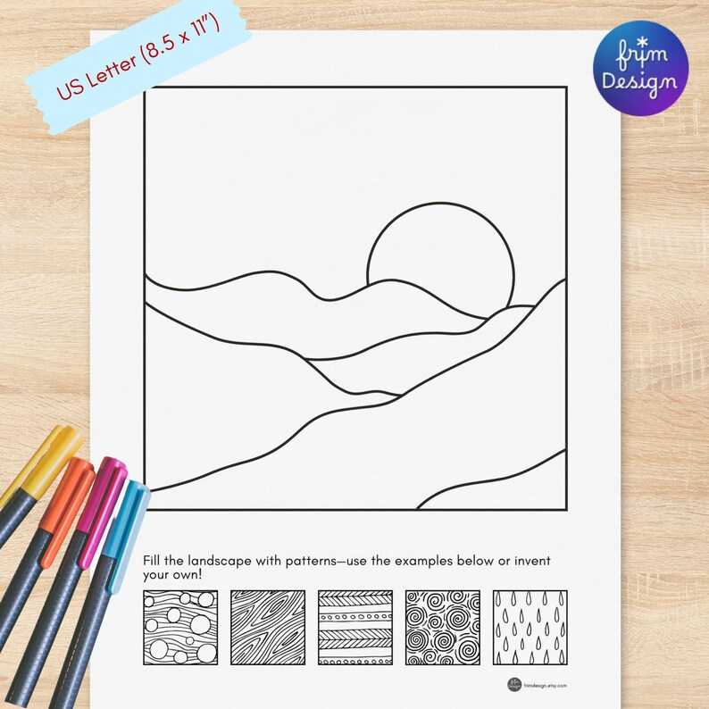 Zen Doodle Landscape Pages – Tangle Art Practice Sheets, Zentangle ...