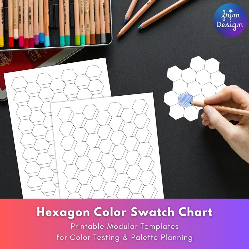 Hexagon Color Swatch Chart Printable: Customizable Palette Planner (PDF ...