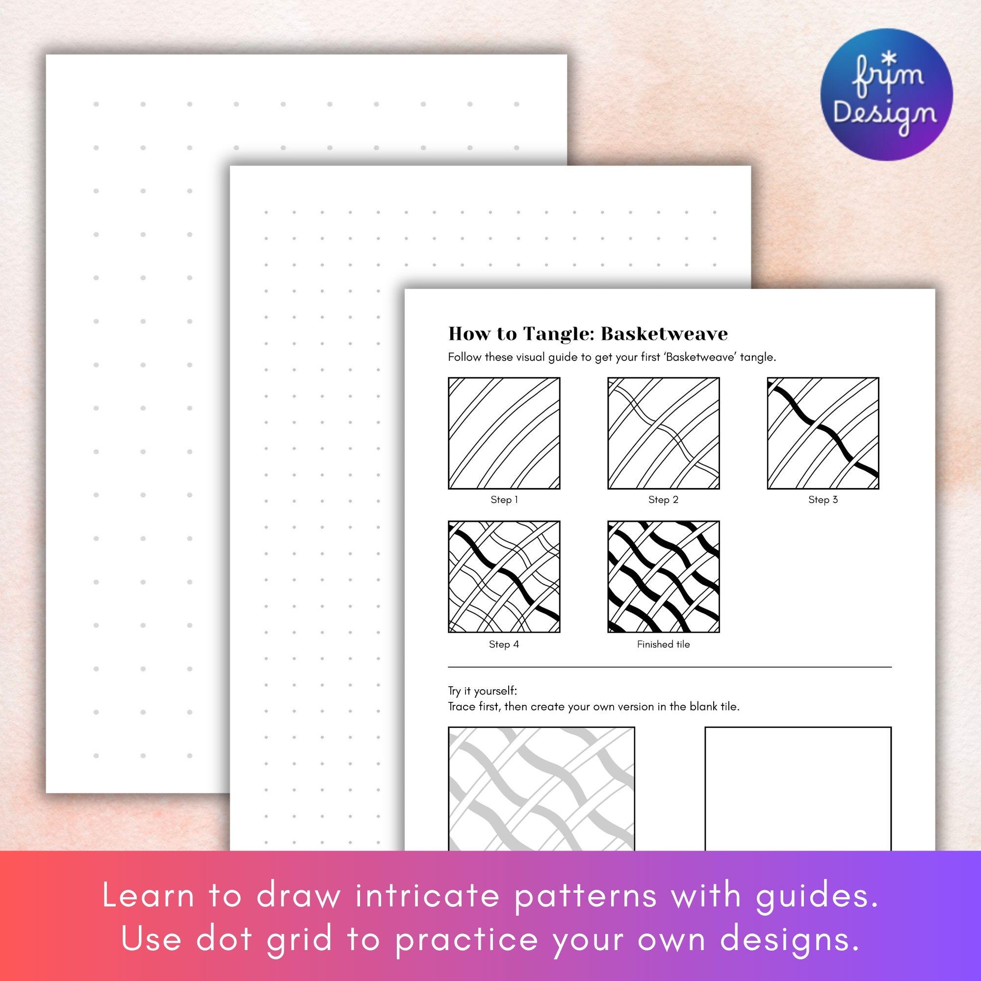 Zentangle Practice Sheets: How to Draw Weave Patterns, Step-by-step ...
