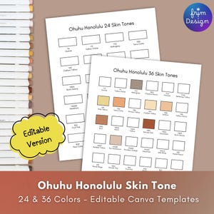Ohuhu Skin Tone Swatch Chart – Standard Rectangle Swatches for Alcohol Markers | | Editable Templates for 24 & 36 Colors