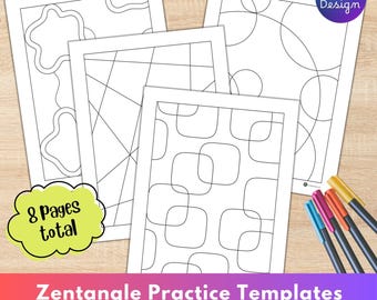 Zentangle Practice Templates, Mindful Art Worksheets (PDF)