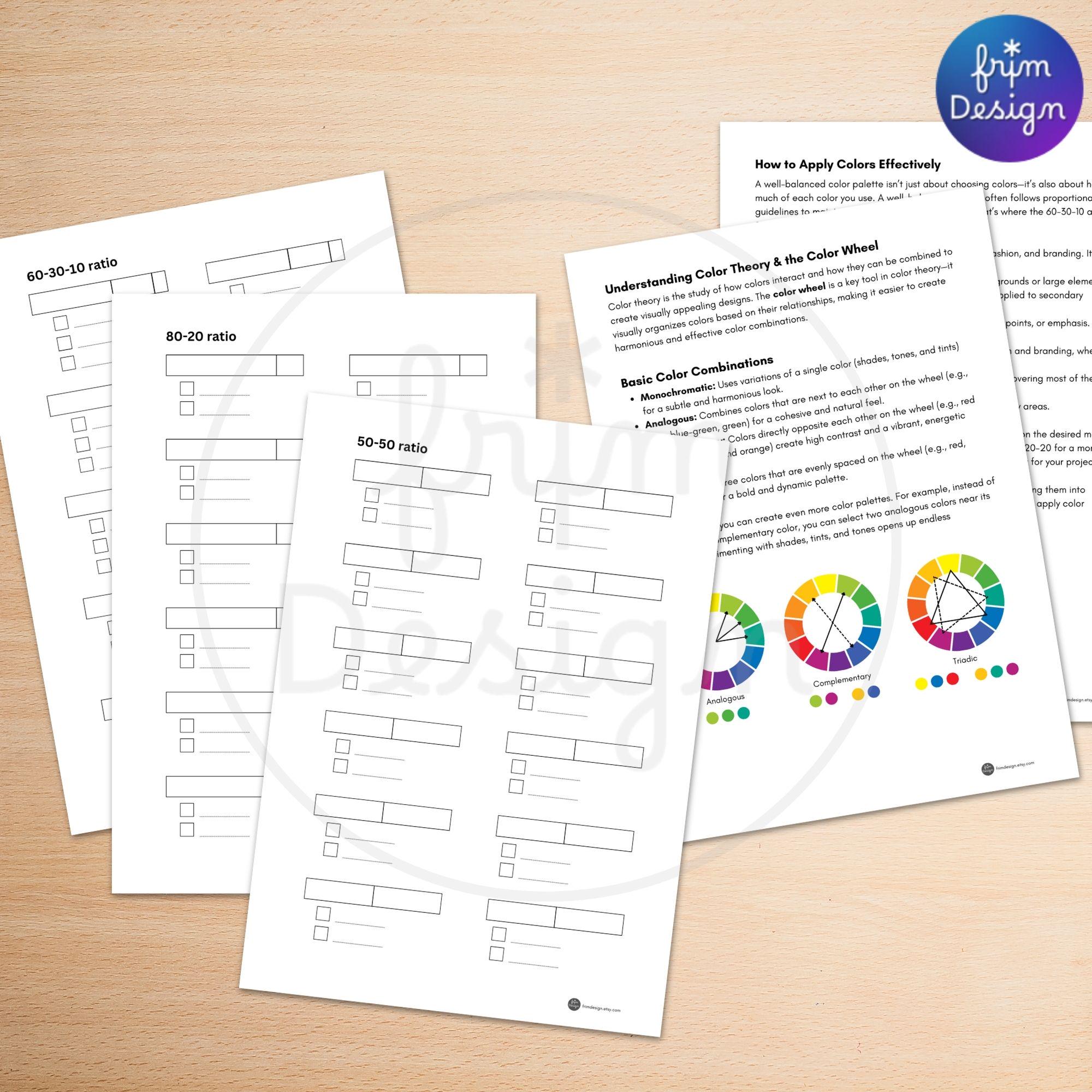 Color Theory Practice Workbook | Color Wheel & Swatch Sheets (digital ...