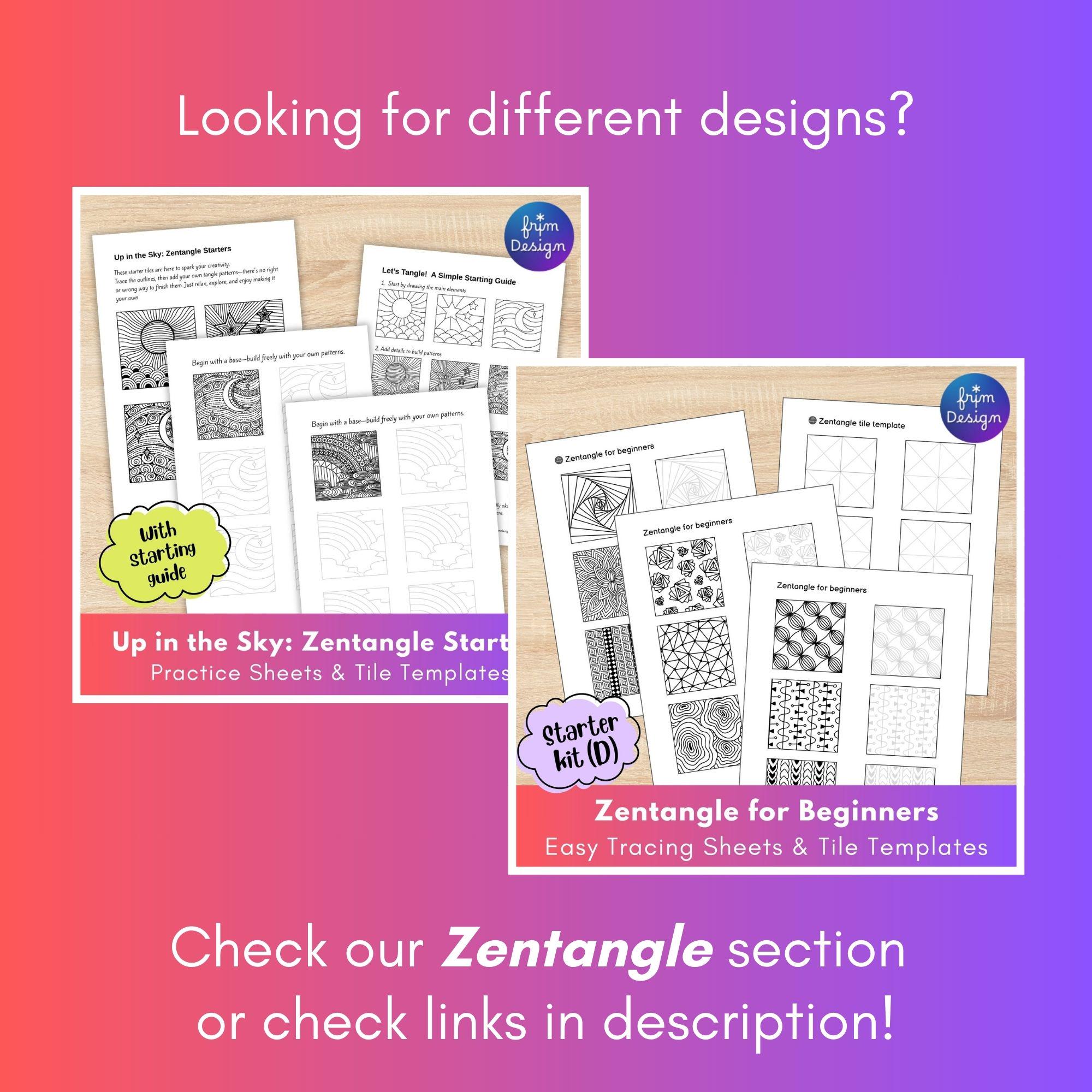 Zen Doodle Landscape Pages – Tangle Art Practice Sheets, Zentangle ...