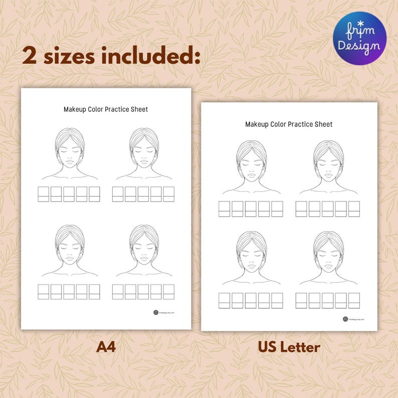 Skin Tone & Hair Color Practice Worksheets + Makeup Face Chart Practice ...