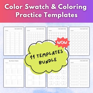 Blank Color Swatch Chart, Blending & Pattern Practice Sheets Bundle (Digital Download)