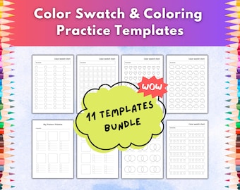 Blank Color Swatch Chart | Blending & Pattern Practice Sheets Bundle (Digital Download)